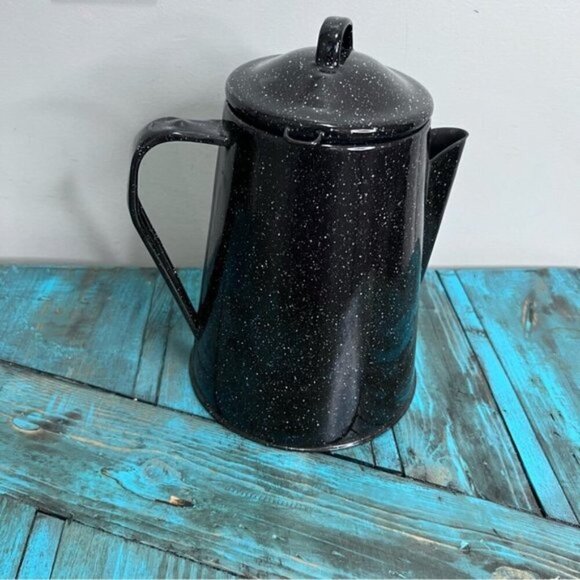 Vintage Black Graniteware Enamel Coffee Pot | Campware - Picture 4 of 10